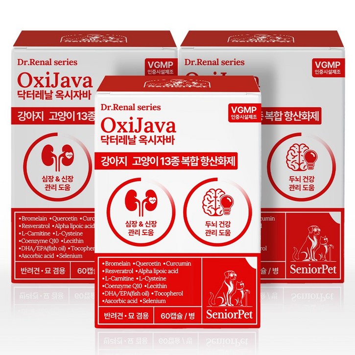 시니어펫 프리미엄 13종 안티에이지 항산화제, 60정, 면역/항산화, 3개
