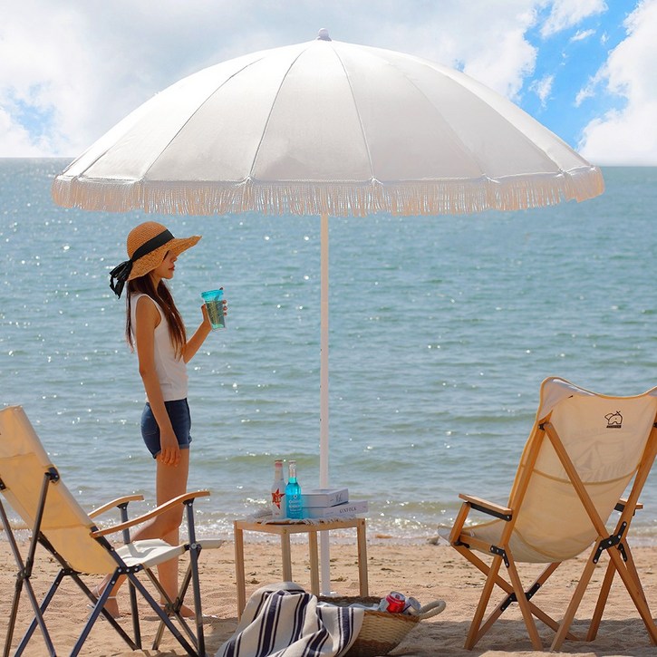 연필트리 감성 캠핑 비치 파라솔 2m + 받침대 + 파우치 세트