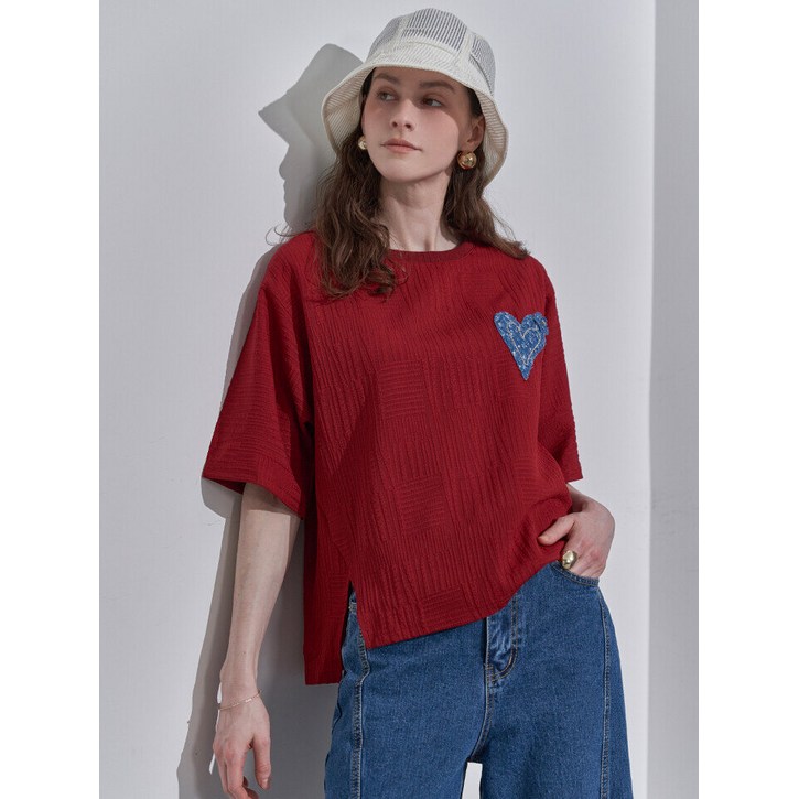 르니앤맥코이 데님 하트 포인트 반팔 티셔츠 LN05TS104