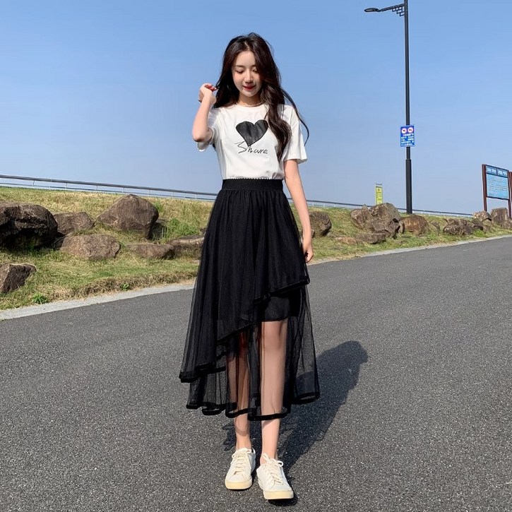 YioYcc 밴딩 A라인 언밸런스 치맛자락 루즈핏 롱스커트 YioYcc 밴딩 A라인 언밸런스 치맛자락 루즈핏 롱스커트