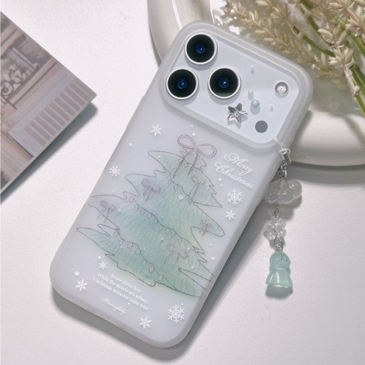 윈터 레터링 트리 무광 케이스 폰케이스 아이폰 갤럭시 키링 세트
