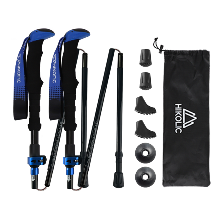 하이콜릭 등산스틱 접이식 Full 폴대 두랄루민 7075 T6, 블루, 1세트