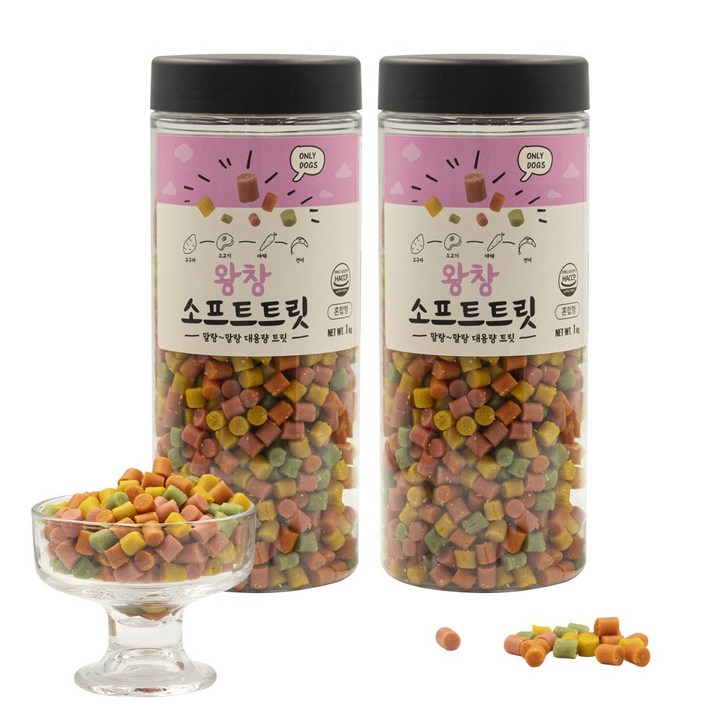 펫라벨 11왕창 소프트트릿 강아지 간식, 대용량 교육용 노즈워크용 간식 1,000g x 2ea, 2개, 1kg, 혼합형 펫라벨 11왕창 소프트트릿 강아지 간식, 대용량 교육용 노즈워크용 간식 1,000g x 2ea, 2개, 1kg, 혼합형