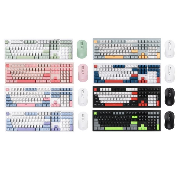 지클릭커 오피스프로 사일런스 M 무소음 무선 블루투스 108 키보드 마우스 세트, 일반형, Poker Green, WMK90