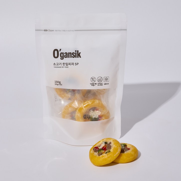 오간식 반려동물수제간식 강아지건강간식 한입불고기피자, 150g, 6개, 한입 소고기 피자