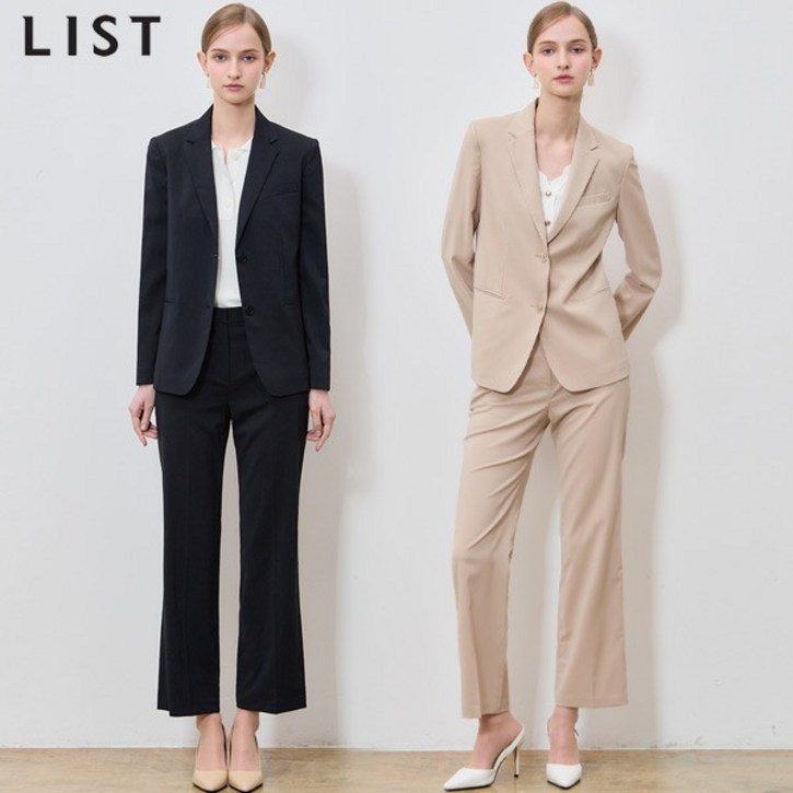 리스트 2SET LIST 미니멀 투버튼 재킷스트레이트 팬츠 2종세트 택가격406000원 399828