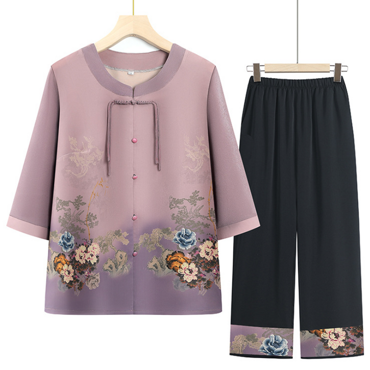 50대 60대 엄마옷 여름 반팔 셔츠+바지 세트 7부 아웃핏 쿨링 모시 린넨 통풍 간절기 외출복 중년 여성 비보뉴