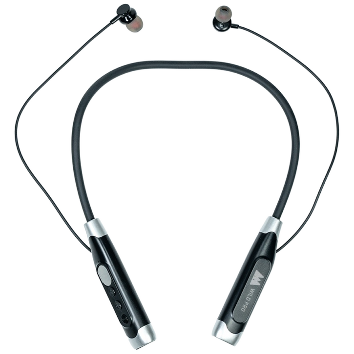 와일드프로 MTC02 넥밴드 블루투스 무선 이어폰 MP3재생 한국어음성, 블랙, MTC02