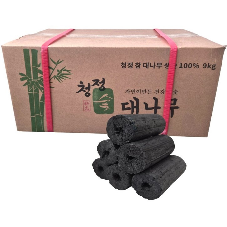 최고급 원형 대나무숯 캠핑 바베큐 비장탄 오래가는 고화력 캠핑숯 원형절단형 9kg, 9kg, 1개