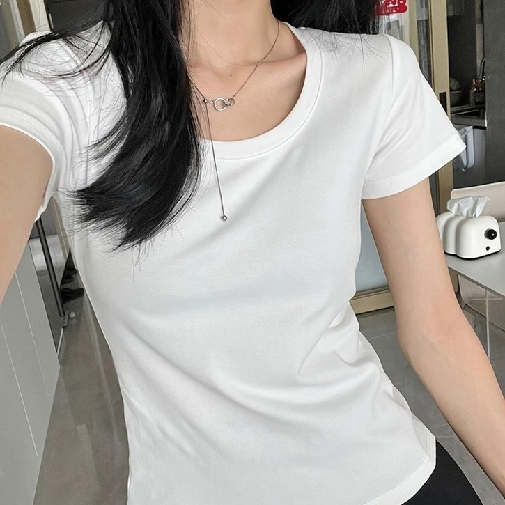 벨라빈 1+1 여성 슬림핏 무지 반팔 티셔츠 반팔티 여자 여름 기본 스판 티셔츠