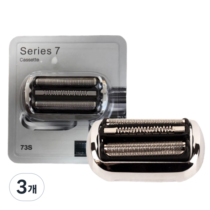 클렌즈 브라운 7 면도날 new 시리즈7 73s 날망 면도기날 헤드 호환용, 3개, 73S