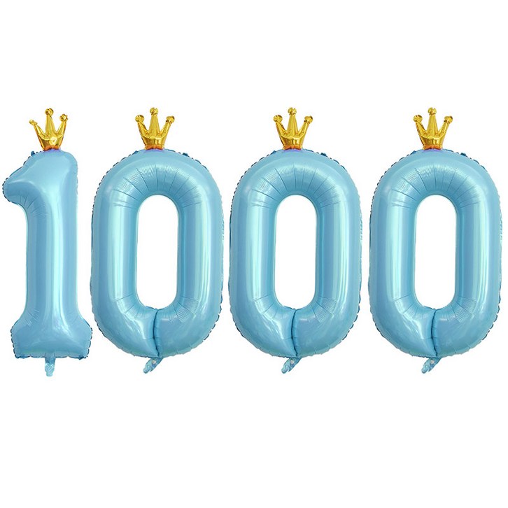 JOYPARTY 숫자 1000 은박풍선 왕관 90cm, 블루, 1세트 - 쇼핑뉴스