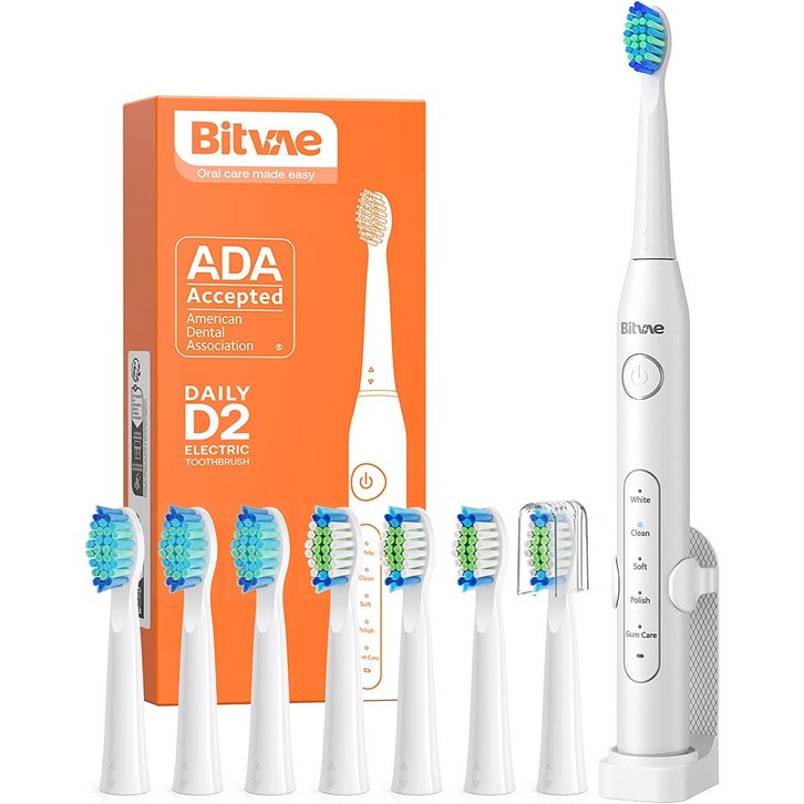 비트베이 D2 음파 전동칫솔 진동칫솔 스마트가압센서 칫솔모8개 Bitvae Amazon베스트, 8개