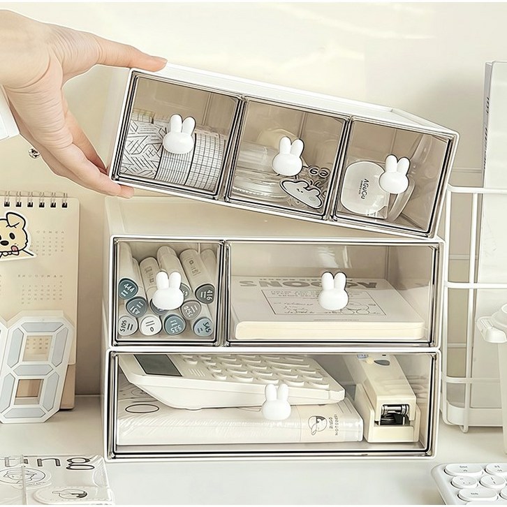 미우리빙 흰토끼 책상 수납 정리 서랍 오거나이저 3단 1세트