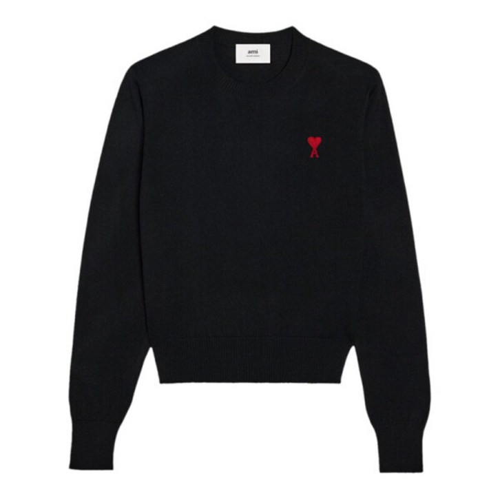 AMI (명품) 24FW 하트로고 니트 블랙 BFFKS001 001