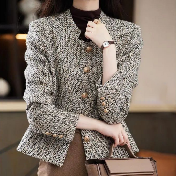 봄 여성 잔체크무늬 트위드 자켓