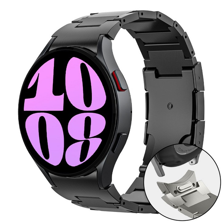 별다섯 갤럭시워치4  워치5  워치6  워치7 FE 호환 메탈 티타늄 원터치 스트랩 밴드  줄조절툴포함 