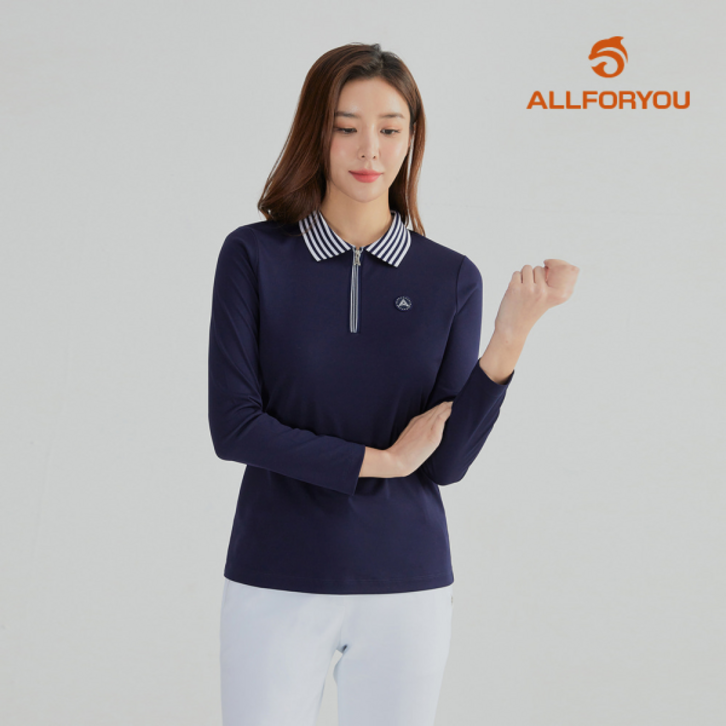 올포유 여성 카라 배색 포인트 반집업 티셔츠 AWTPL7271915