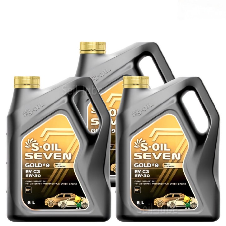 SOIL 세븐 골드 9 RV C3 5W30 6L x 3개 1박스 가솔린 디젤 겸용 100 합성 엔진오일