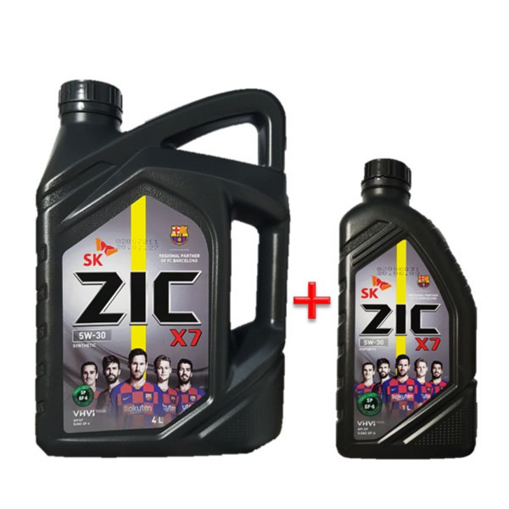 ZIC X7 5W30 SP 4L 1개 + 1L 가솔린 엔진오일 20230712