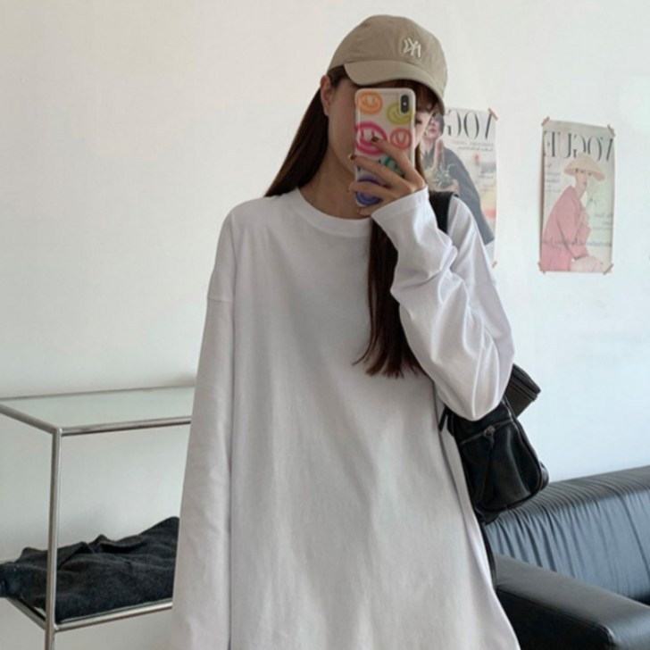 라라온 여성용 데일리 루즈핏 베이직 긴팔 기본 티셔츠 TSP2954