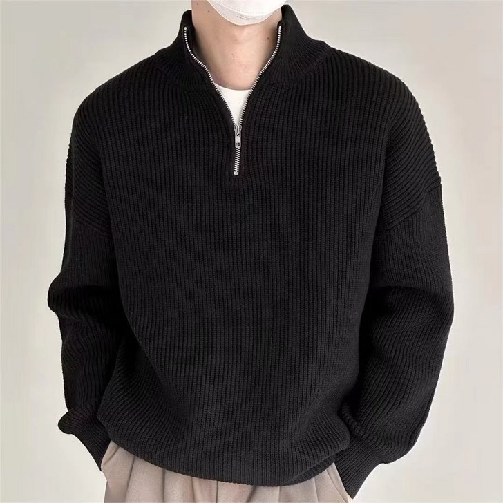 남성 반집업 니트 스웨터 트랜디한 가을겨울 데일리룩
