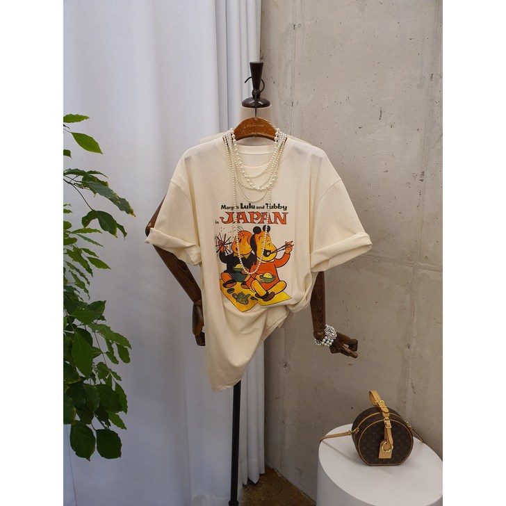 봄신상 무배 포테이토 얌얌 남매 라운드 반팔 티셔츠