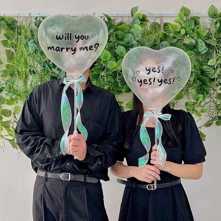 러브헌터 프로포즈 용품 세트 셀프 웨딩 촬영 소품 윌유메리미 하트풍선세트