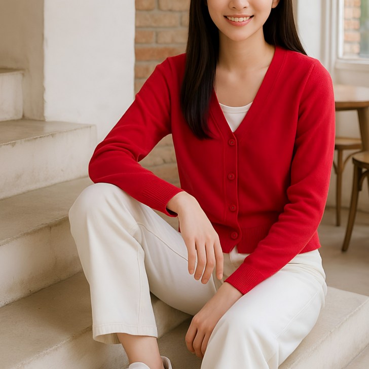 여성 니트 가디건 긴팔 브이넥 간절기