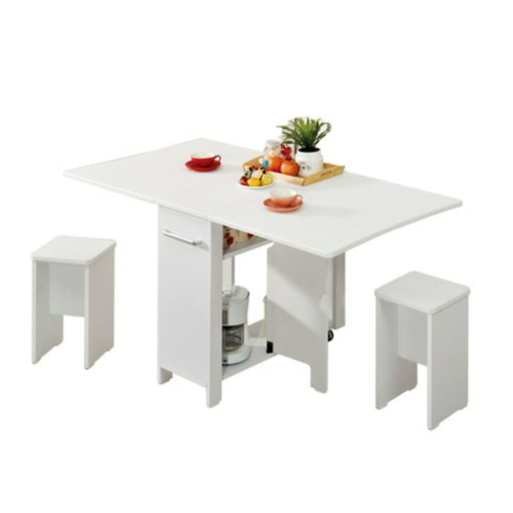 공간활용 이동식 접이식 확장형 식탁 테이블, 화이트
