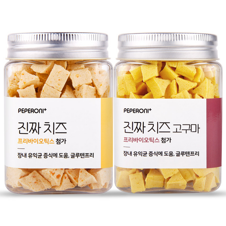 페페로니 강아지 진짜 치즈 간식 2종 세트, 치즈  혼합맛치즈고구마, 180g, 1세트