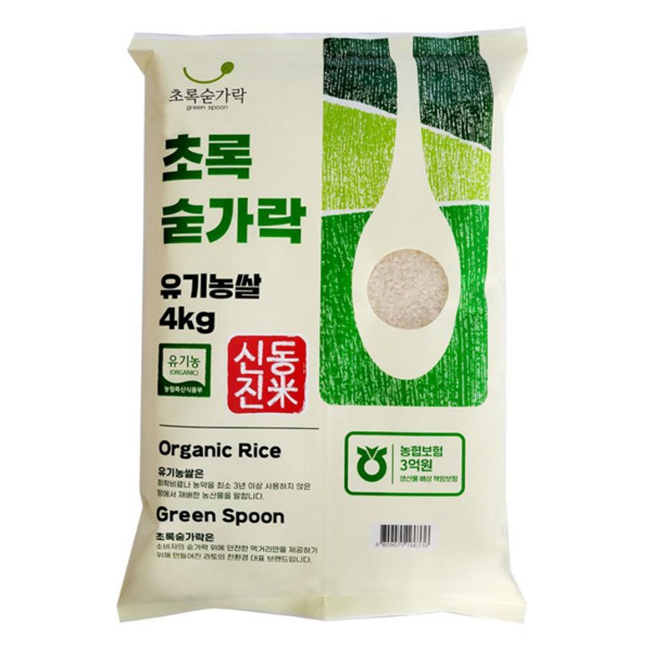 초록숟가락 유기농 신동진 햅쌀, 1개, 4kg