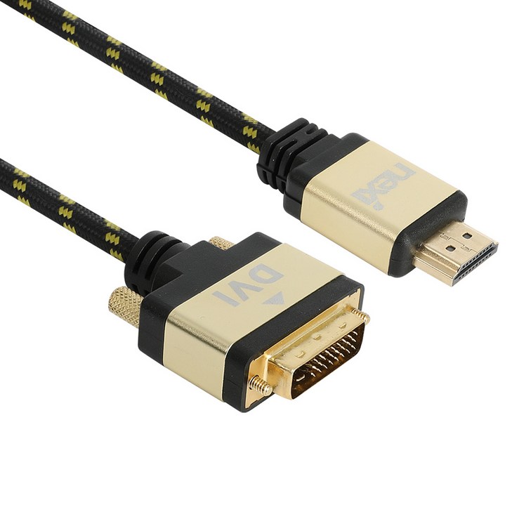 넥시 HDMI 2.0 TO DVID Fine Gold 메탈 듀얼 케이블 1m, 1m, 1개