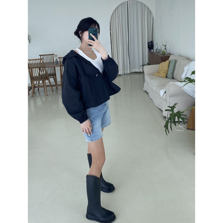 겟앤그로 여성 빅사이즈 초경량 후드 집업 바람막이 점퍼