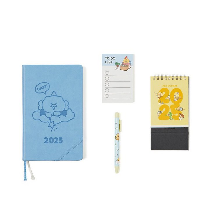 카카오프렌즈 2025 요정 다이어리 세트 춘식이 날짜형 다이어리+펜+메모지+캘린더