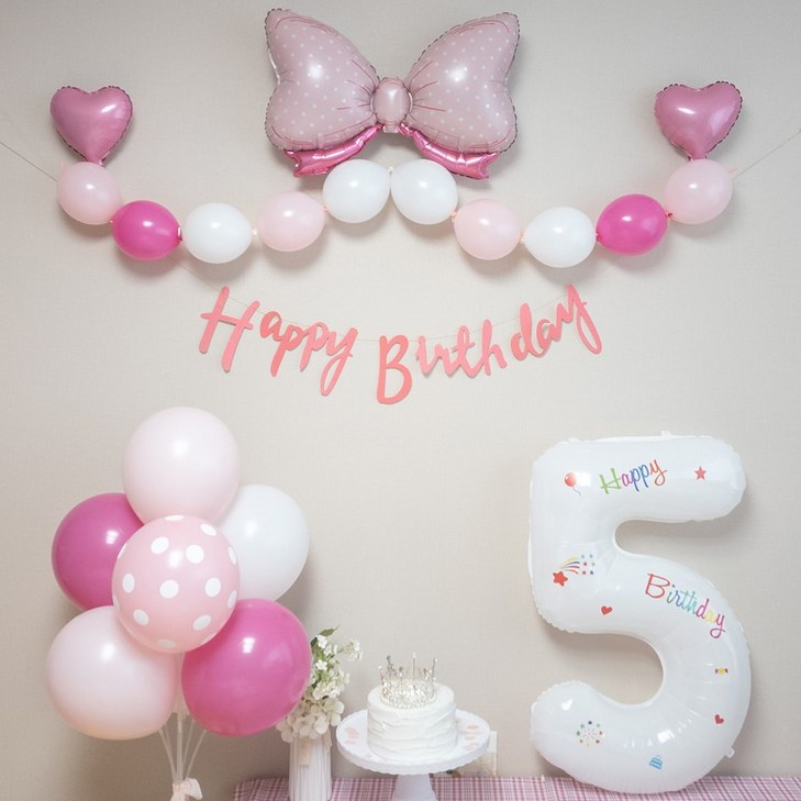 연지마켓 생일풍선 생일파티용품 리본풍선 숫자세트