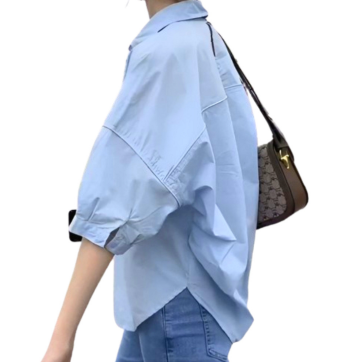바이엘라 여성 루즈핏 반팔 블라우스 셔츠 바이엘라 여성 루즈핏 반팔 블라우스 셔츠