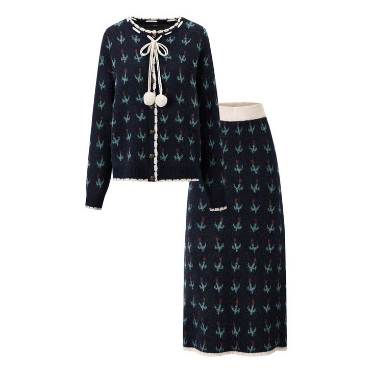 르샵 플라워 가디건 밴딩 스커트 셋업 DP4OW004A