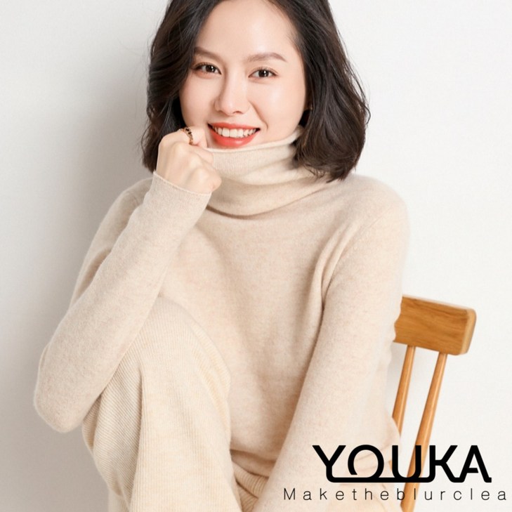유카 가을 겨울 100 고급 캐시미어 목폴라 울 니트 티 유카 가을 겨울 100 고급 캐시미어 목폴라 울 니트 티