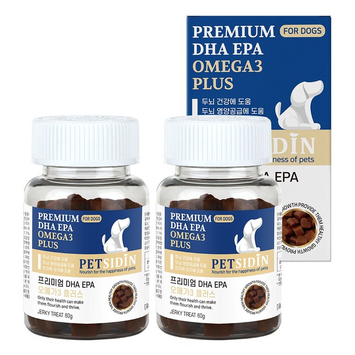 펫시딘 강아지 DHA EPA 오메가3 두뇌 건강 영양제, 뇌인지, 60g, 2개