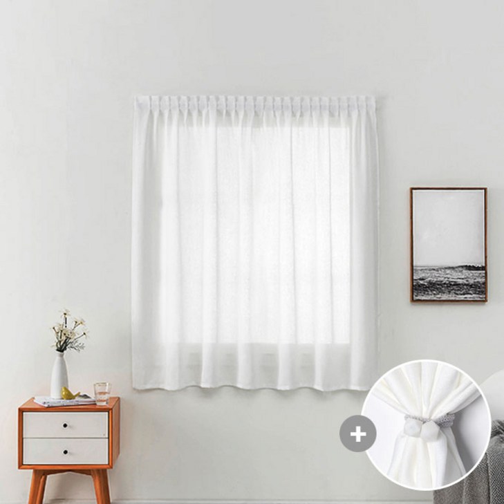 플레노 붙이는 창문형 벨크로 나비주름 커튼  커튼끈