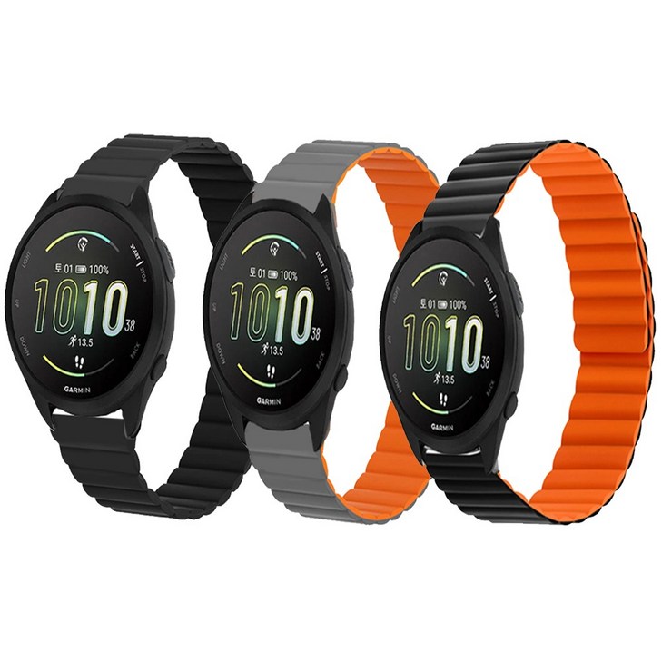 가민 워치 베뉴 피트니스 스마트워치 자석 우레탄 밀레니즈 시계줄 베뉴2 3 플러스 SQ 2 3, 블랙오렌지, 1개