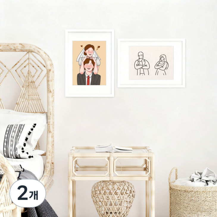 매트액자 인테리어 액자 프레임 사진액자 결혼식 본식 돌잔치 탁상용 벽걸이, 2개, 화이트