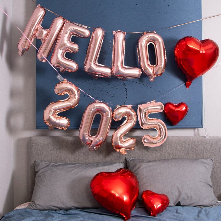 연말 파티 풍선 hello 2025 goodbye 2024 헬로 굿바이 풍선 장식 데코 신년 새해 송년회 꾸미기 숫자 용품 세트
