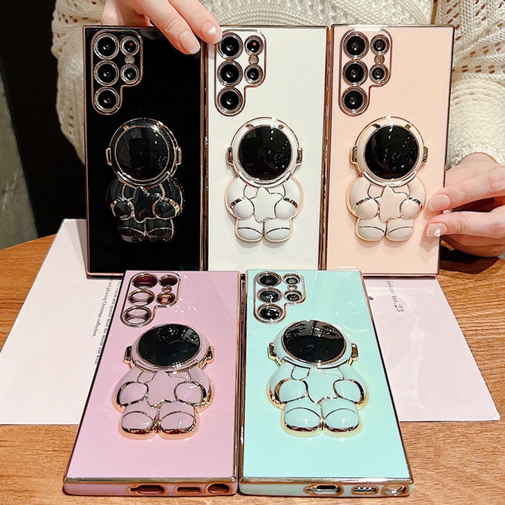 사은품갤럭시 A14 A34 A54 와이드6 A23 A32 우주인 캐릭터 모양 핸드폰 거치대 스탠드 팝 톡 편리한 실용템 실리콘 젤리 케이스