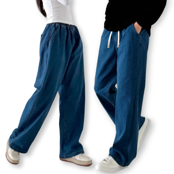 제시본 남녀공용 사계절 와이드 청바지 편한 스판 밴딩 워싱 데님 팬츠 빅사이즈 M3XL