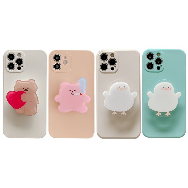 사은품갤럭시 와이드6 신기종 A시리즈 전기종 귀여운 곰돌이 캐릭터 핑거 그립톡 스마트톡 핸드폰 거치대 심플 단색 실리콘 젤리 어린이 초등학생 키즈폰 케이스