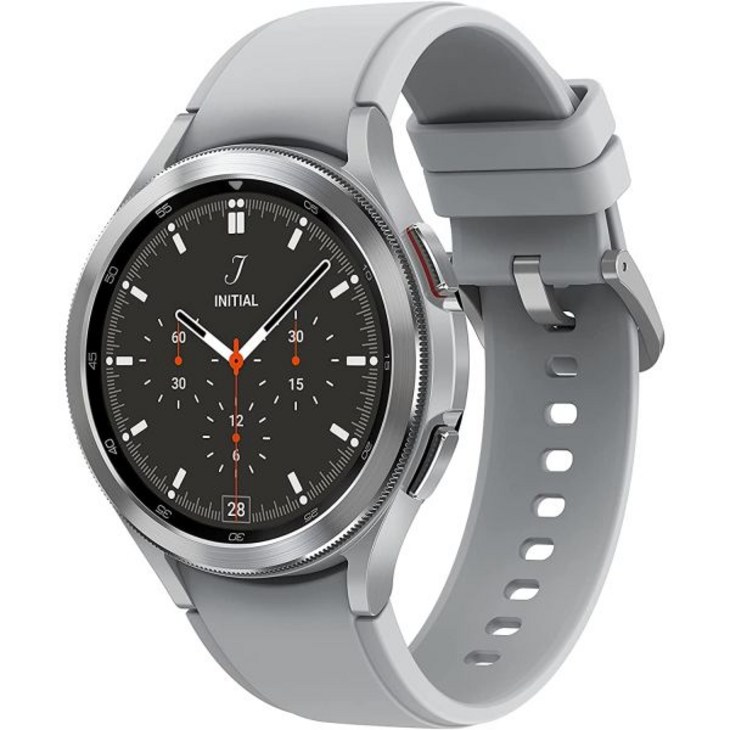 삼성전자 갤럭시 워치 4 클래식 46mm 스마트워치, 헬스 피트니스 러닝 슬립 사이클을 위한 심전도 모니터 트래커 포함 GPS 낙상 감지 블루투스 미국 버전, 실버 갱신
