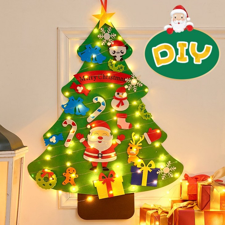 Rakumin DIY 크리스마스트리 벽트리 무드등 장식 크리스마스 소품