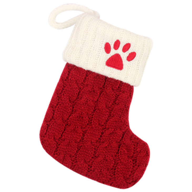 크리스마스 장식 이니셜 양말 선물 주머니 소품, 1개, 레드 강아지발